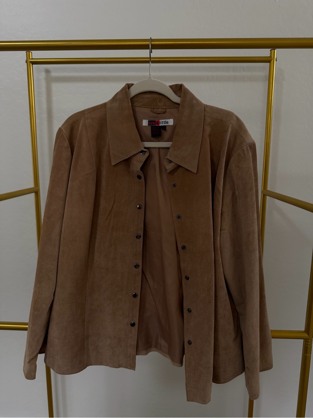 Live a Little Suede Button-Front Jacket in Brown